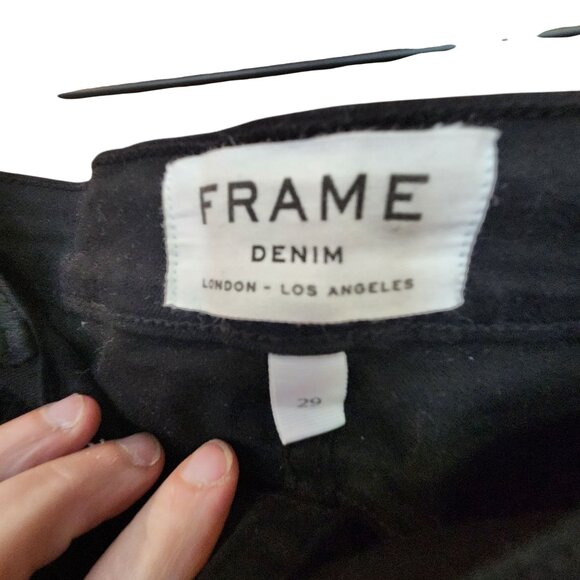 Frame Le High Skinny Denim Womens Black Skinny Jeans Raw Hem Size 29 - Picture 3 of 4
